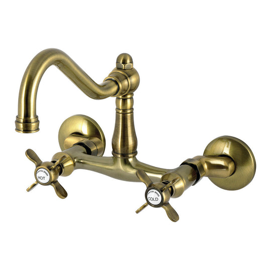Essex Wall Mount Kitchen Faucet in Antique Brass