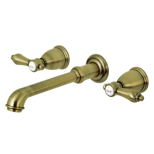Heirloom Wall-Mount Bathroom Faucet in Antique Brass