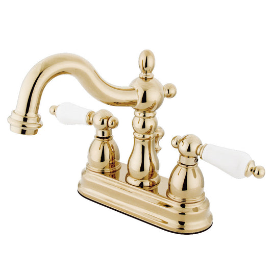 Heritage 4 Inch Centerset Bathroom Faucet in Polished Brass
