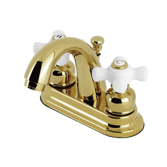 Restoration 4 Inch Centerset Bathroom Faucet in Polished Brass