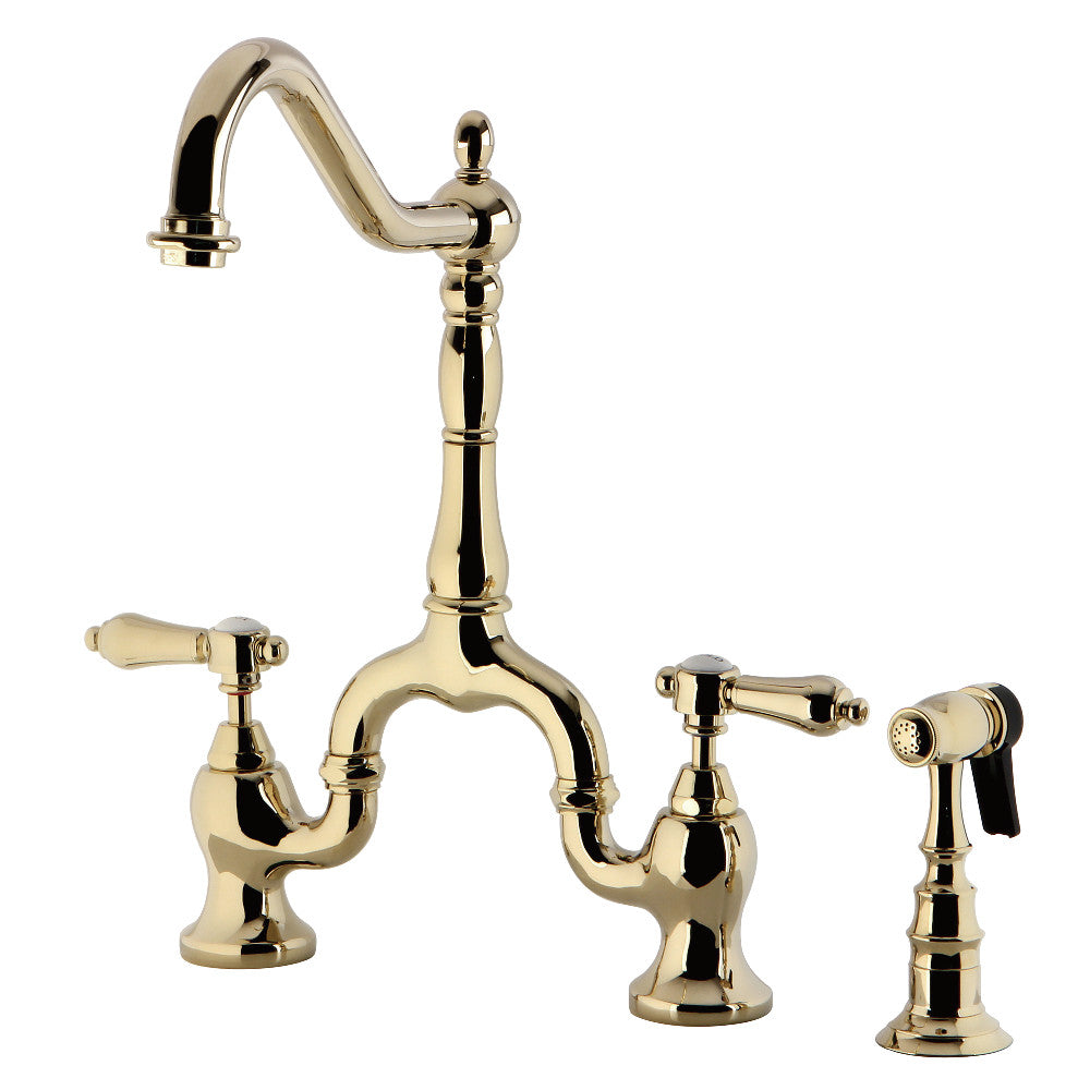 Heirloom Bridge Kitchen Faucet in Polished Brass