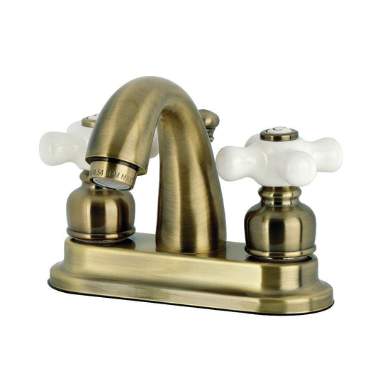Restoration 4 Inch Centerset Bathroom Faucet in Antique Brass