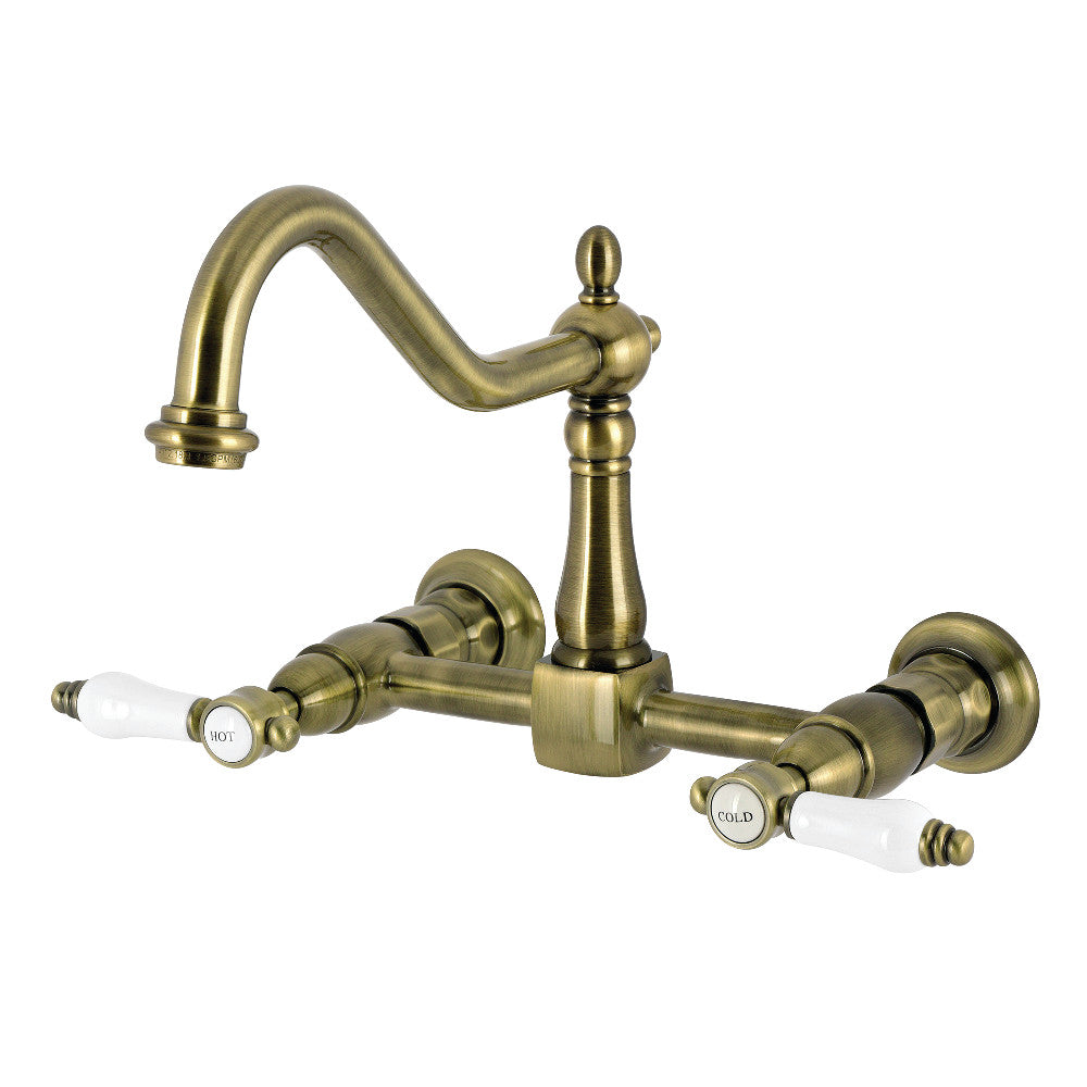 Bel-Air Wall Mount Kitchen Faucet in Antique Brass