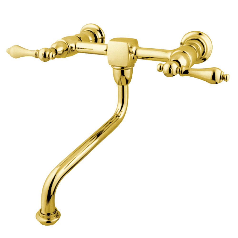 Heritage Wall-Mount Bathroom Faucet in Polished Brass