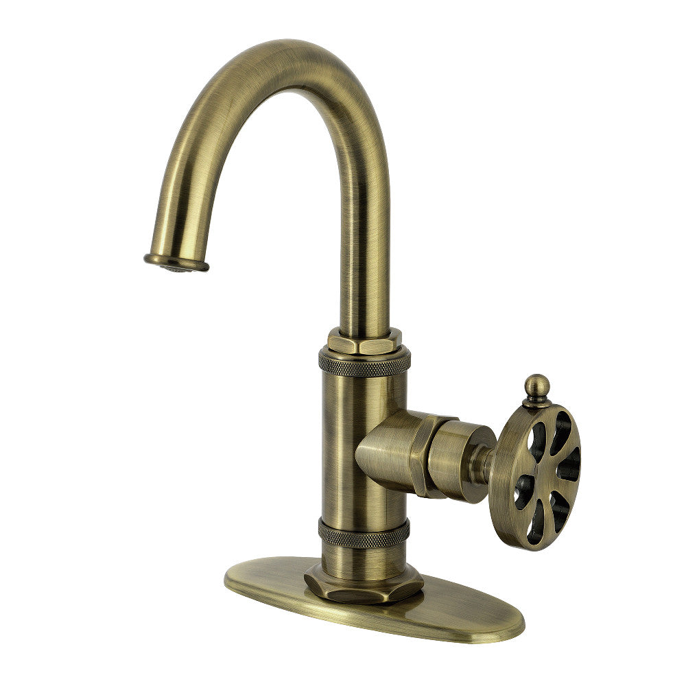 Belknap Single-Hole Bathroom Faucet in Antique Brass
