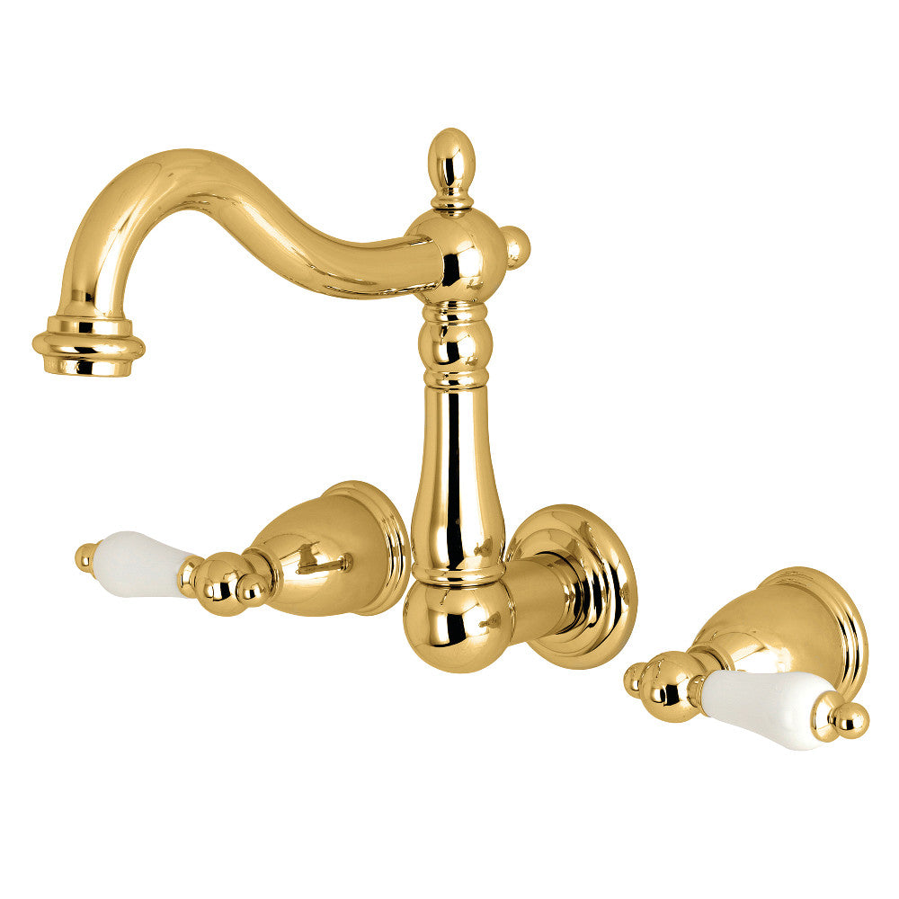 Heritage Wall-Mount Bathroom Faucet in Polished Brass