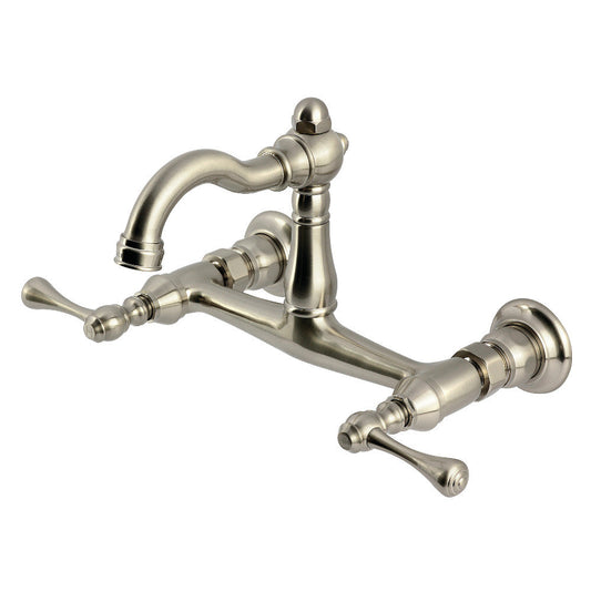 Vintage Wall Mount Kitchen Faucet in Brushed Nickel