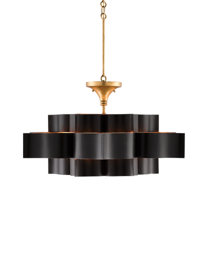 Grand Lotus Large Black Chandelier