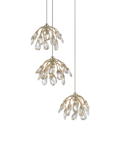 Crystal Bud 3-Light Round Multi-Drop Pendant