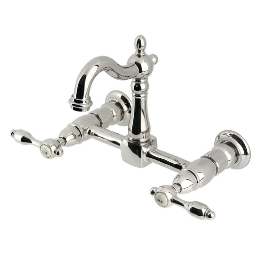 Tudor Wall Mount Kitchen Faucet in Polished Nickel