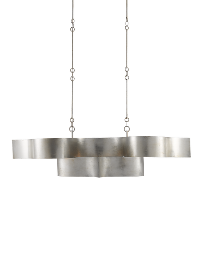 Grand Lotus Silver Oval Chandelier