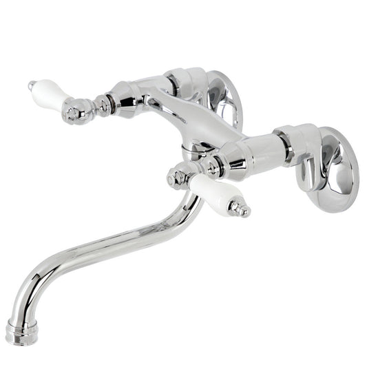 Kingston Wall-Mount Bathroom Faucet in Polished Chrome