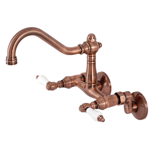 Vintage Wall Mount Kitchen Faucet in Antique Copper