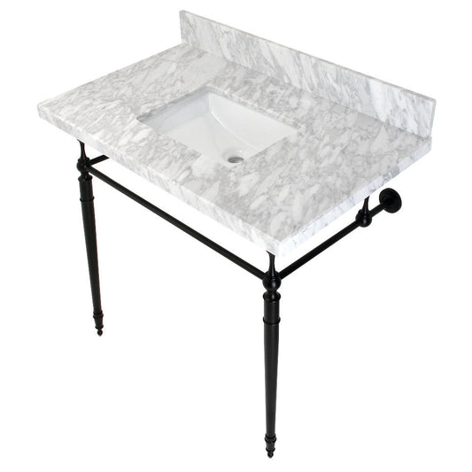 Edwardian 36 Inch Console Sink in Carrara Marble