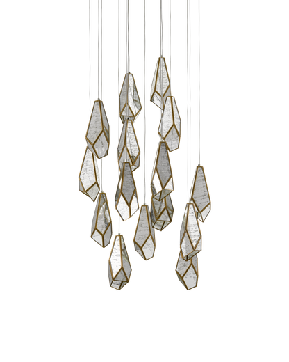 Glace Mirror 15-Light Round Multi-Drop Pendant