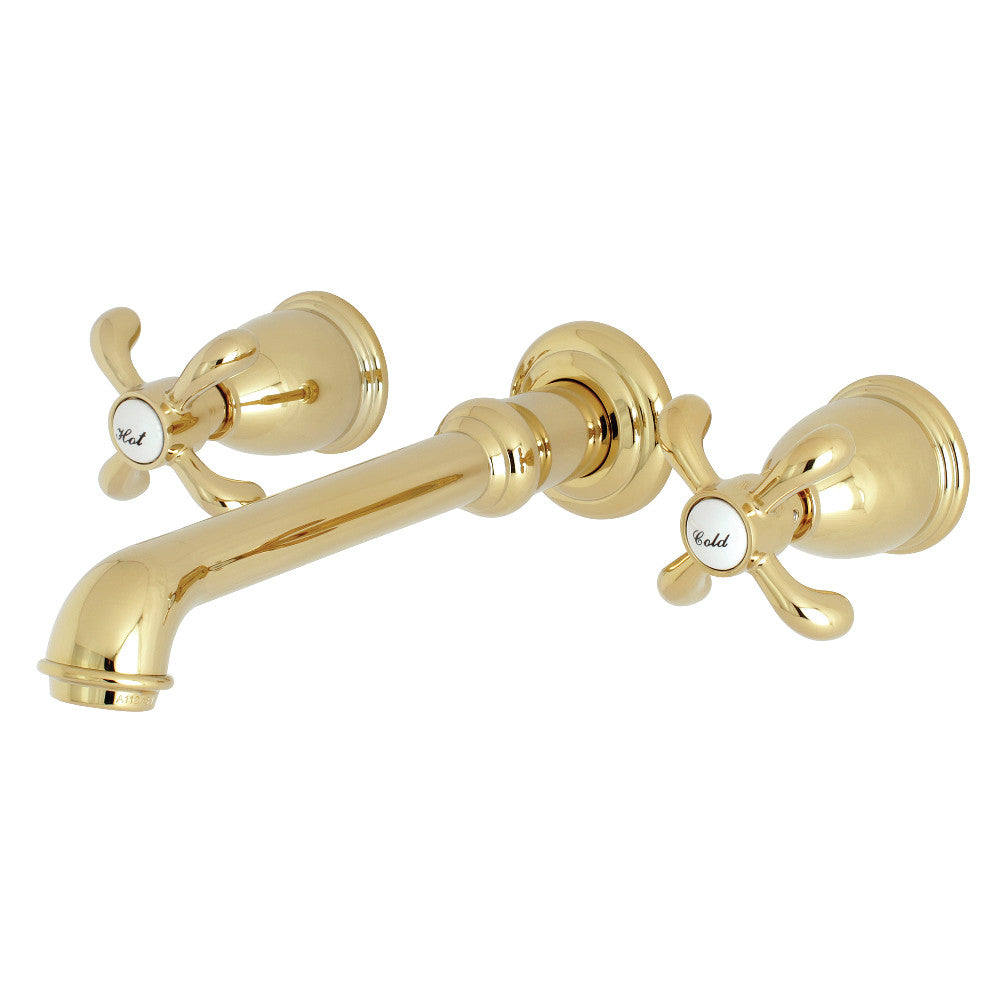 French Country Wall-Mount Bathroom Faucet in Polished Brass