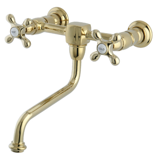 Heritage Wall-Mount Bathroom Faucet in Polished Brass