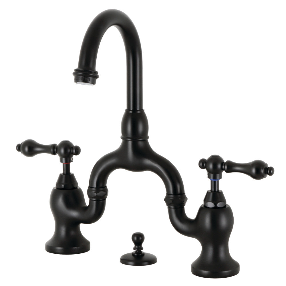 English Country Bridge Bathroom Faucet in Matte Black