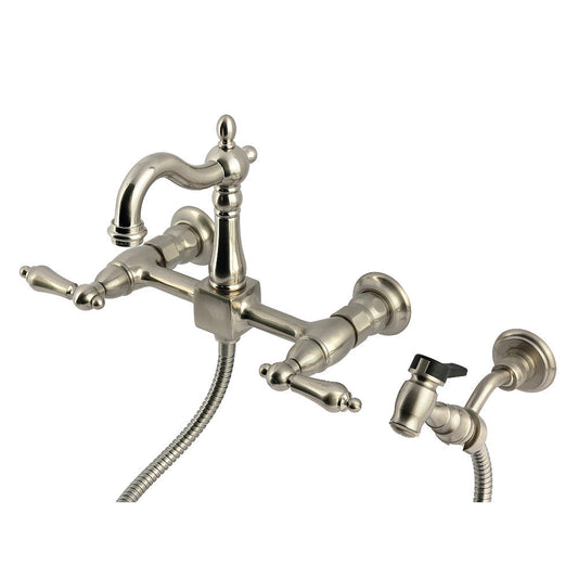 Heritage Wall Mount Kitchen Faucet in Brushed Nickel