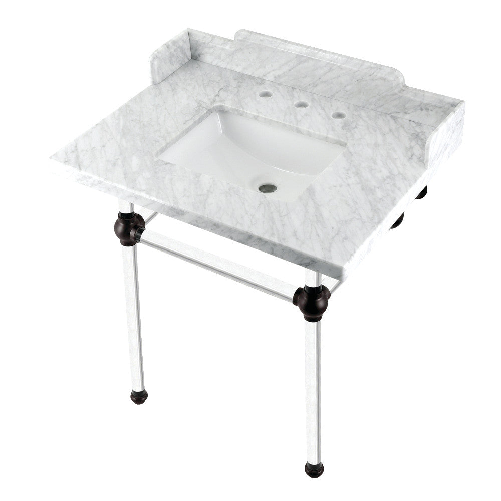 Pemberton 30 Inch Console Sink in Carrara Marble
