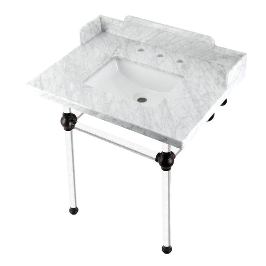 Pemberton 30 Inch Console Sink in Carrara Marble