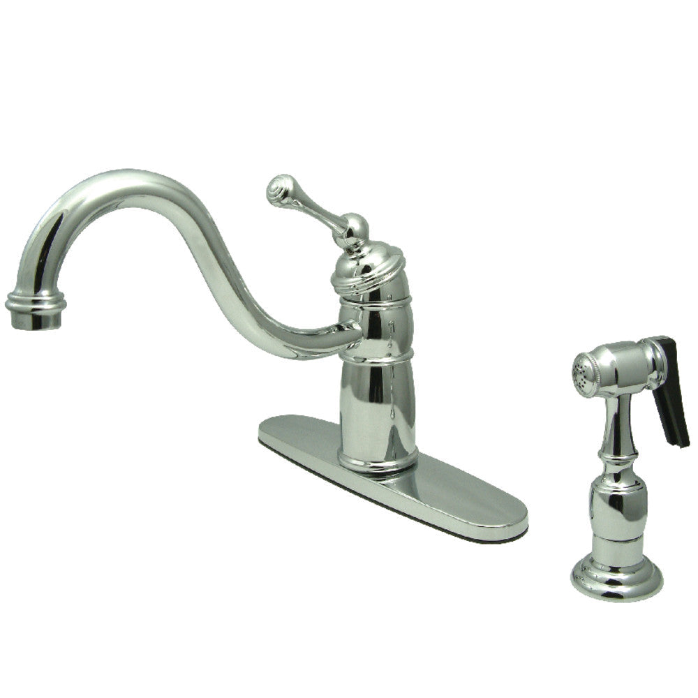 Victorian One Handle Kitchen Faucet in Polished Chrome