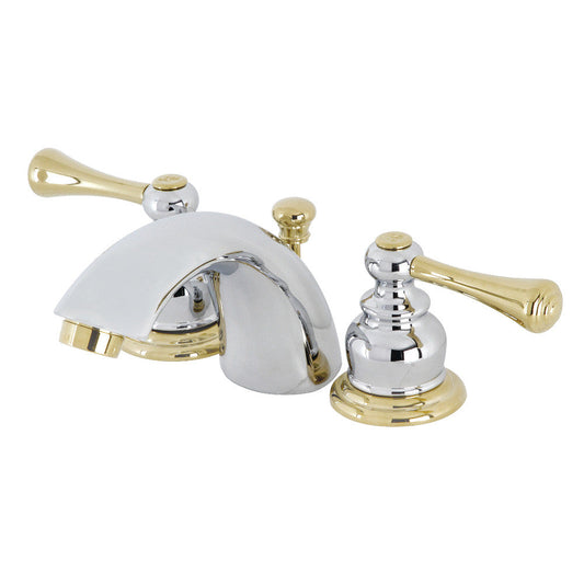 Vintage Mini-Widespread Bathroom Faucet in Polished Chrome/Polished Brass