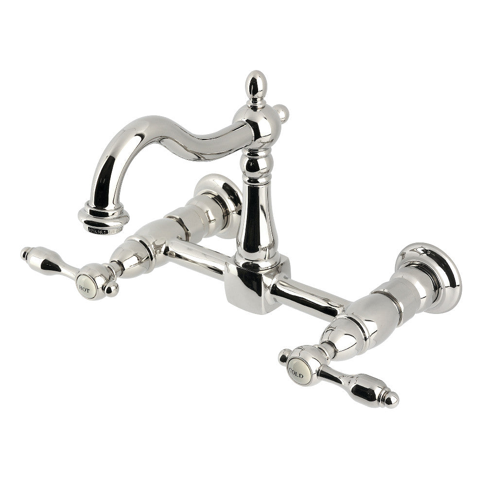 Tudor Wall Mount Kitchen Faucet in Polished Nickel