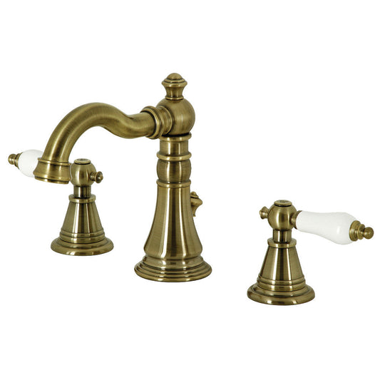 English Classic Widespread Bathroom Faucet in Antique Brass