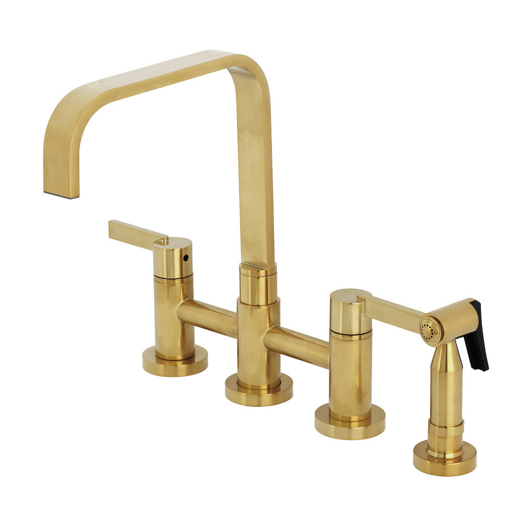 Continental Bridge Kitchen Faucet in Brushed Brass