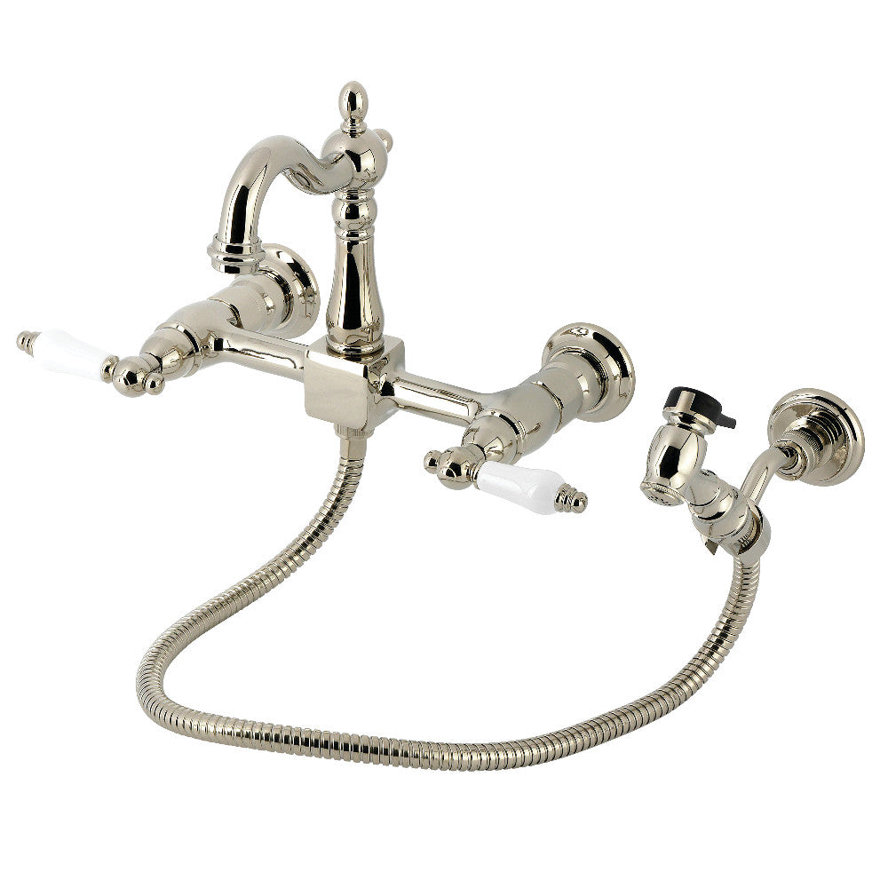 Heritage Wall Mount Kitchen Faucet in Polished Nickel