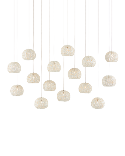 Piero White 15-Light Linear Multi-Drop Pendant