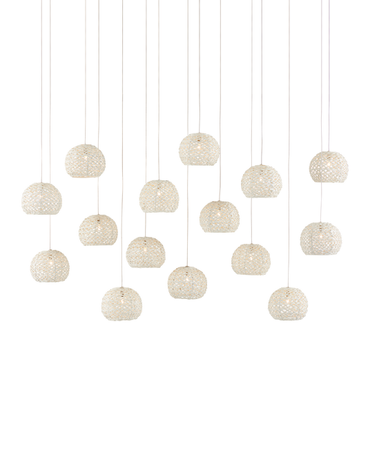 Piero White 15-Light Linear Multi-Drop Pendant