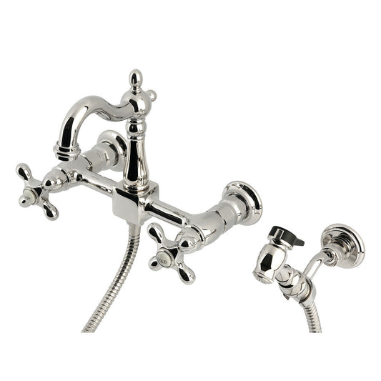 Heritage Wall Mount Kitchen Faucet in Polished Nickel