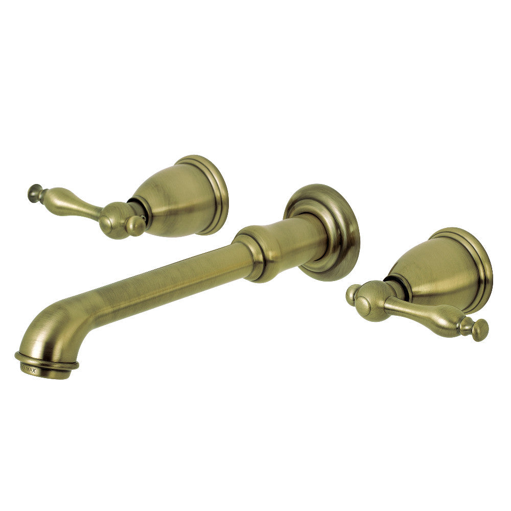 Naples Wall-Mount Bathroom Faucet in Antique Brass