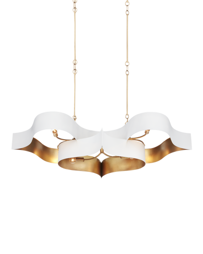 Grand Lotus White Oval Chandelier