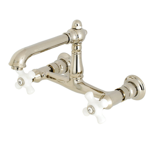 English Country Wall-Mount Bathroom Faucet in Polished Nickel