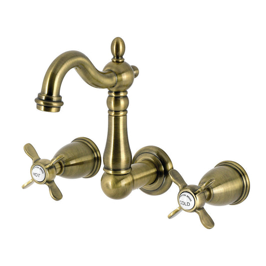 Essex Wall-Mount Bathroom Faucet in Antique Brass