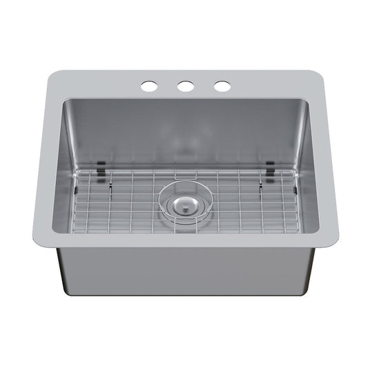 Calgary 25 Inch Dual-Mount Sink in Brushed Stainless