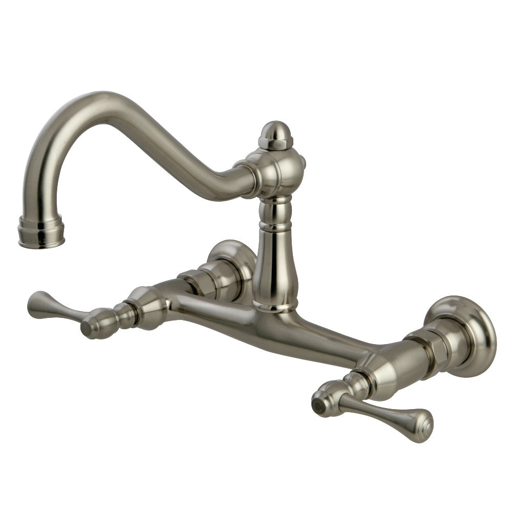Vintage Wall-Mount Bathroom Faucet in Brushed Nickel