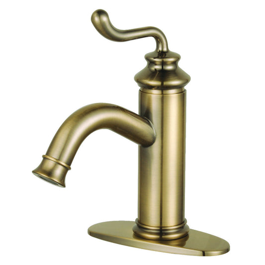 Royale Single-Hole Bathroom Faucet in Antique Brass
