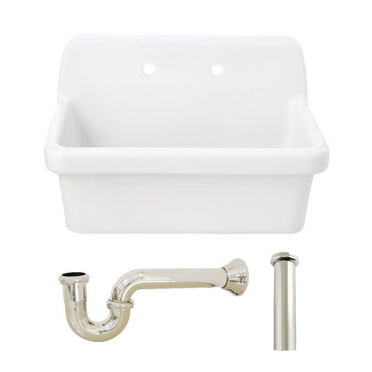 Doriteal 30.125 Inch Wall Mount Kitchen Sink in White