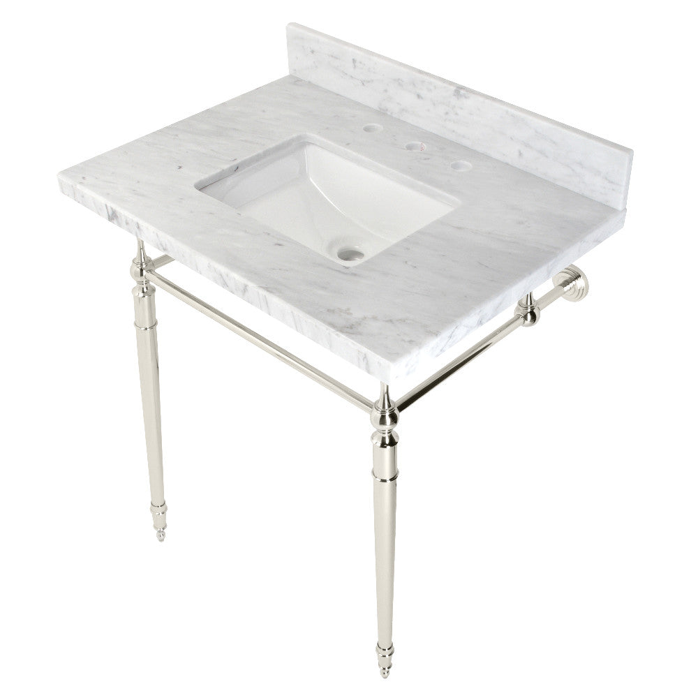 Edwardian 30 Inch Console Sink in Carrara Marble
