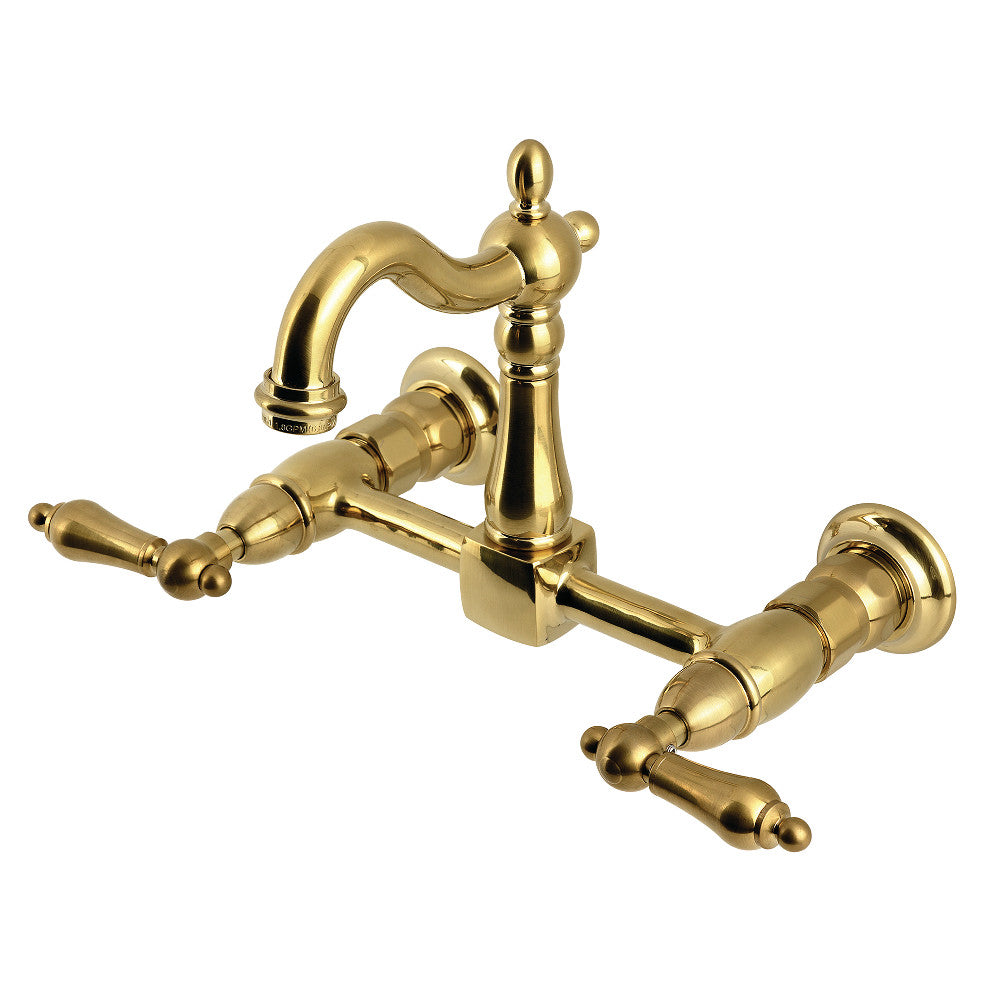 Heritage Wall Mount Kitchen Faucet in Brushed Brass