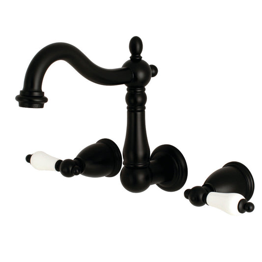 Heritage Wall-Mount Bathroom Faucet in Matte Black