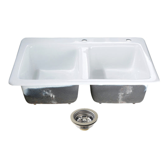Petra Galley 33 Inch Drop-In Kitchen Sink in White