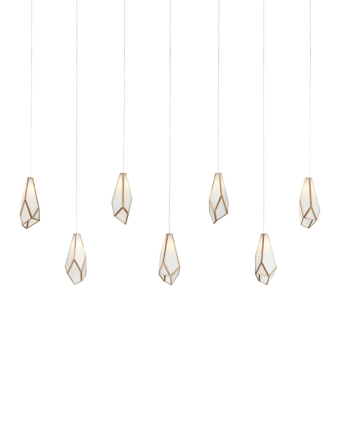 Glace White 7-Light Linear Multi-Drop Pendant