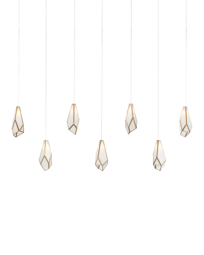 Glace White 7-Light Linear Multi-Drop Pendant