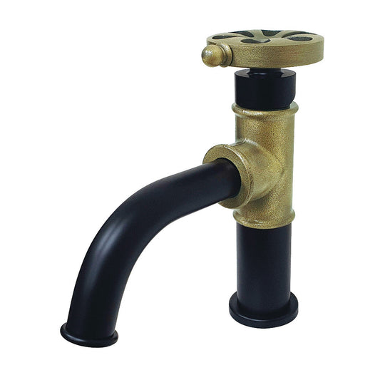 Belknap Single-Hole Bathroom Faucet in Matte Black/Antique Brass