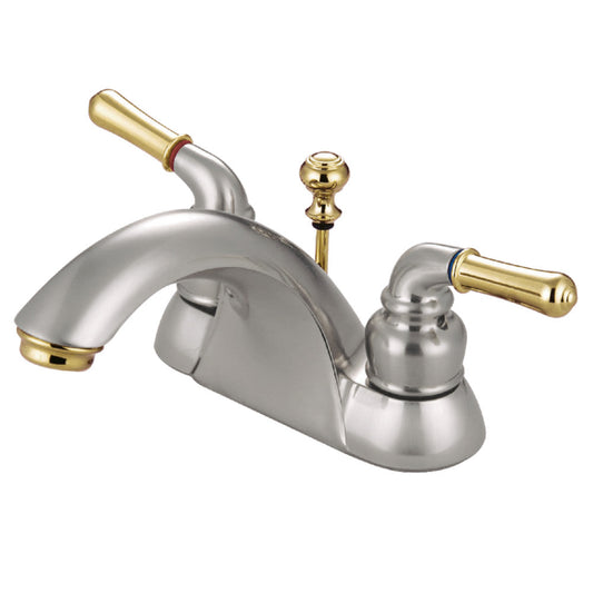 Naples 4 Inch Centerset Bathroom Faucet in Brushed Nickel/Polished Brass